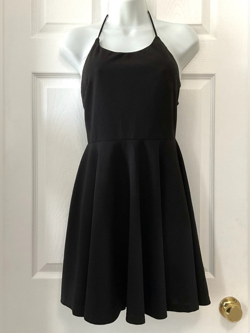 Black Halter Mini Skater Dress